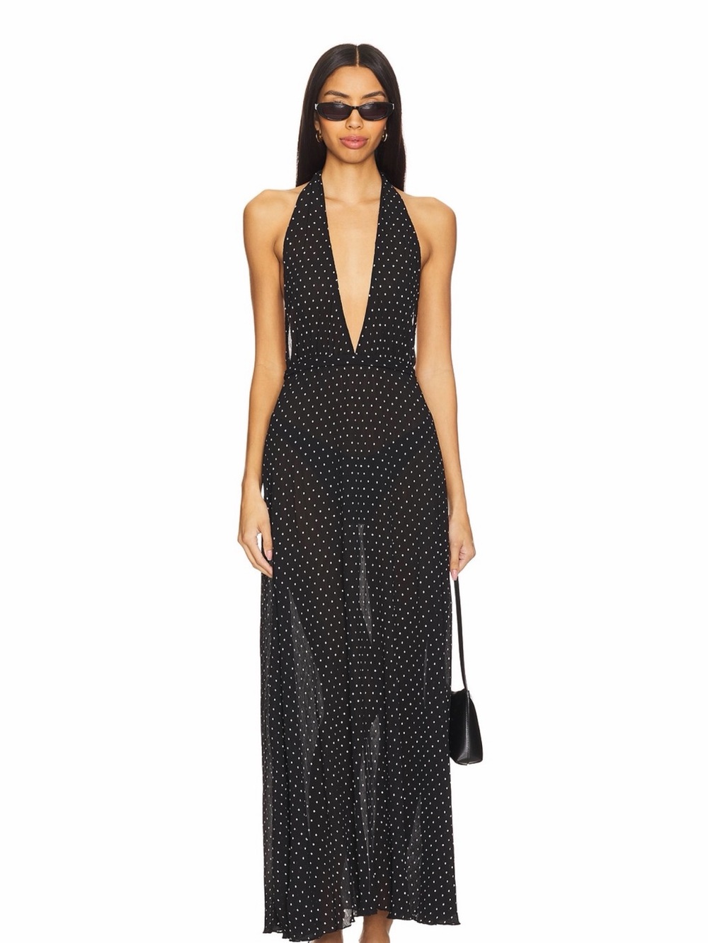Lioness black Halter Polka Dot Maxi Dress